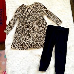 Leopard print Toddler dress with black leggings.  2T, Old Navy